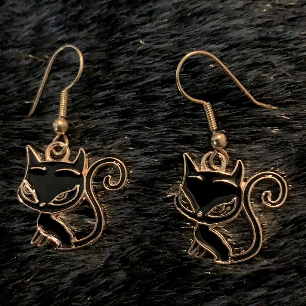 🖤🖤🖤Black Cat Earrings 🐈⬛🐈⬛Halloween - Picture 2 of 3